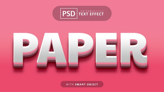 Efecto de texto 3d de papel editable