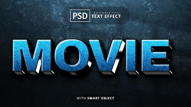 Efecto de texto 3d de película editable