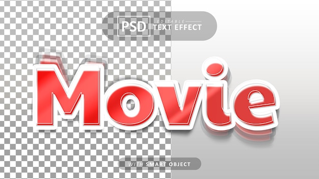 Efecto de texto 3d de película editable