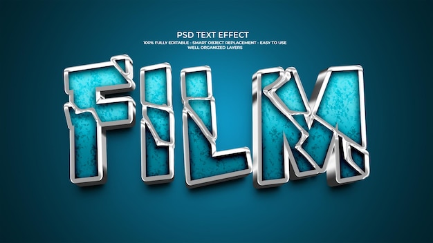 Efecto de texto 3D de película