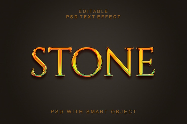 PSD efecto de texto 3d de piedra