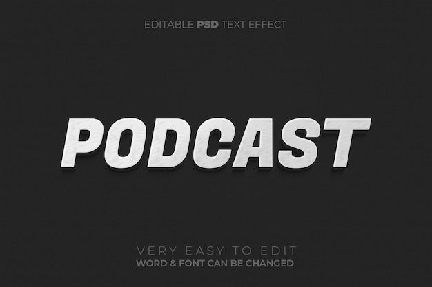Efecto de texto 3d de podcast
