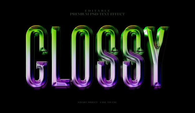 Efecto de texto 3D premium de color brillante y completamente editable