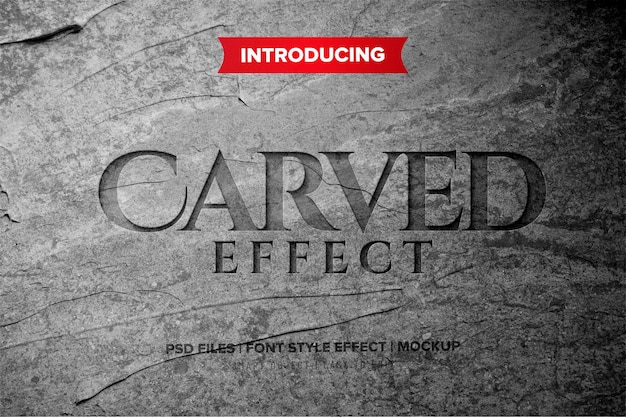 Efecto de texto 3d premium de piedra tallada