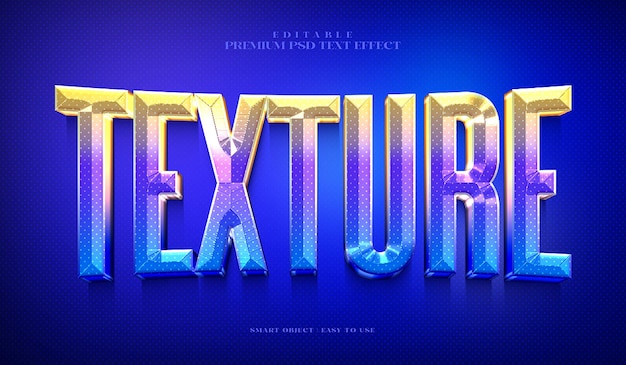 Efecto de texto 3D premium de psd con textura editable