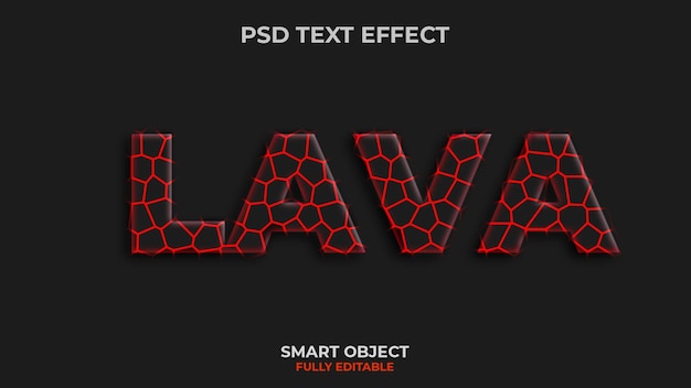Efecto de texto 3d psd editable de lava