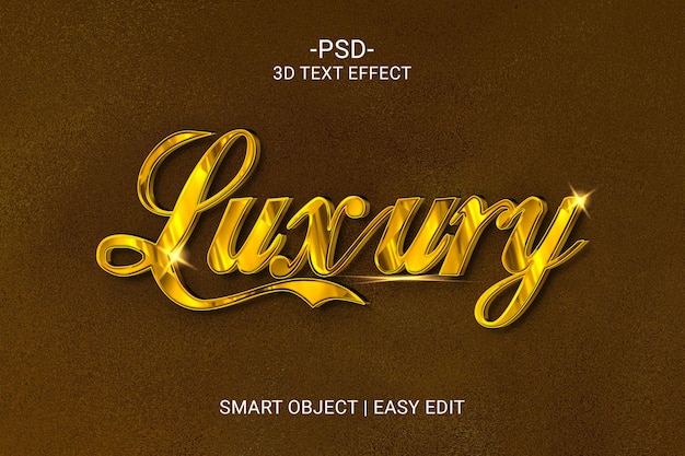 Efecto de texto 3D PSD de oro de lujo