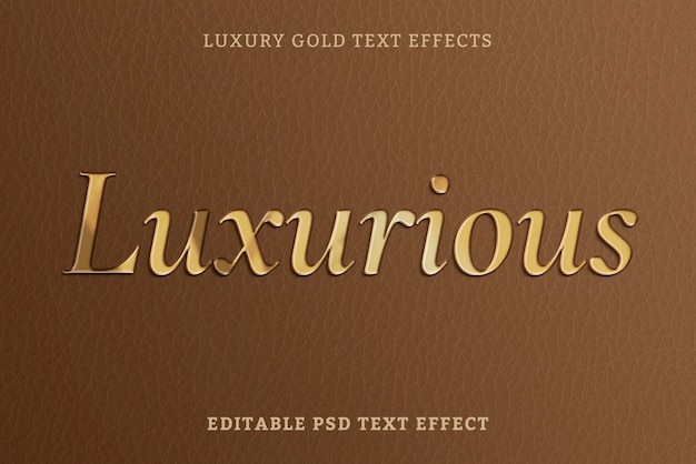 Efecto de texto 3D PSD, plantilla de alta calidad de oro de lujo