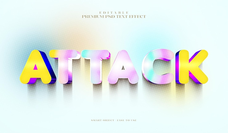 PSD efecto de texto 3d de psd premium editable para el ataque