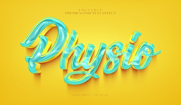 Efecto de texto 3D de psd premium editable para fisiología