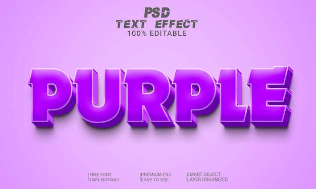 Efecto de texto 3D Púrpura PSD Archivo