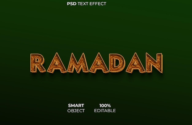 Efecto de texto 3d de Ramadán de estilo islámico