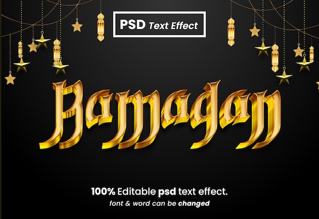 Efecto de texto 3d de Ramadán Mubarak