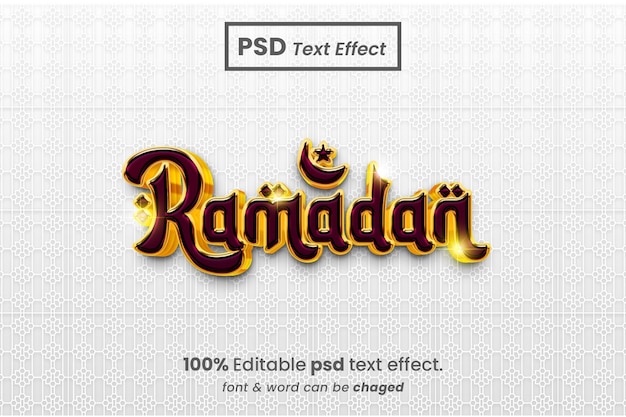 Efecto de texto 3d de Ramadán Mubarak