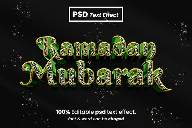 Efecto de texto 3d de Ramadán Mubarak