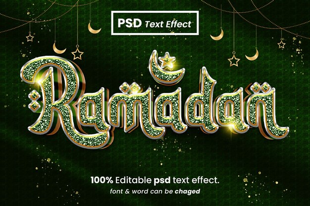 Efecto de texto 3d de Ramadán Mubarak