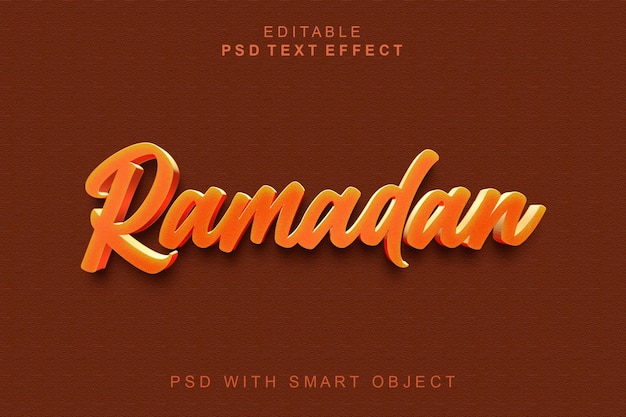 Efecto de texto en 3D de Ramadán