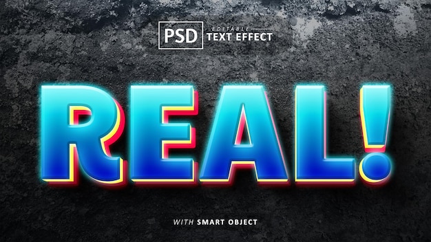 Efecto de texto 3d real editable