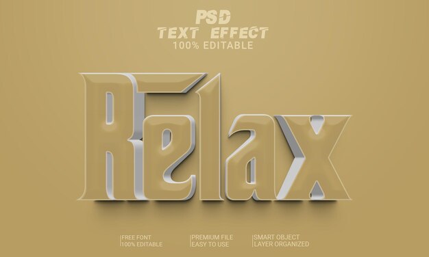 Efecto de texto 3D Relax Archivo PSD