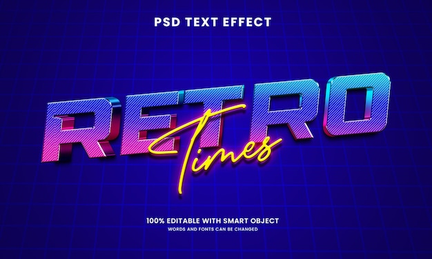 PSD efecto de texto 3d retro color neón