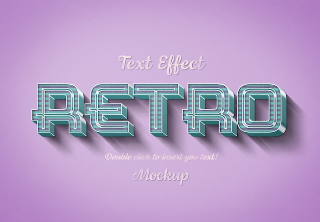 PSD efecto de texto 3d retro con rayas rosas y azules