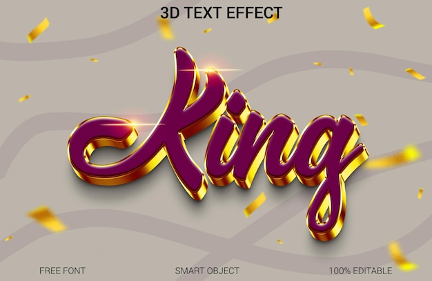 Efecto de texto 3D del rey Modelo de archivo editable