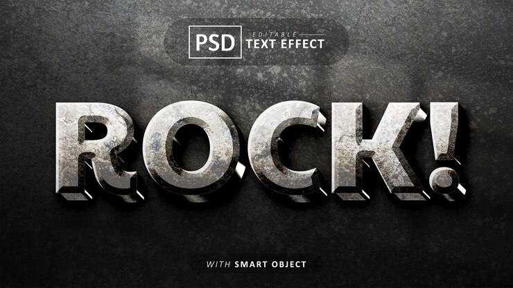 PSD efecto de texto 3d de roca editable