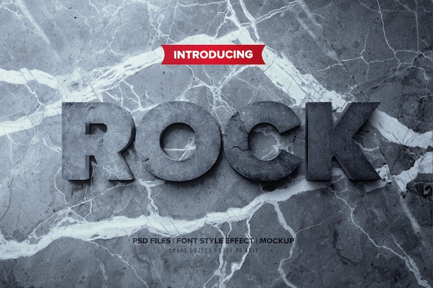 PSD efecto de texto 3d rock premium