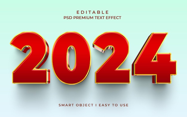 Efecto de texto 3D rojo 2024