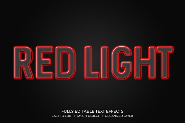 Efecto de texto 3D rojo con estilo de neón claro