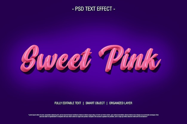 efecto de texto 3d rosa dulce