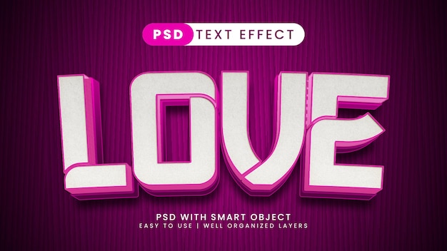 Efecto de texto 3d rosa encantador