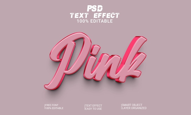Efecto de texto 3D rosa
