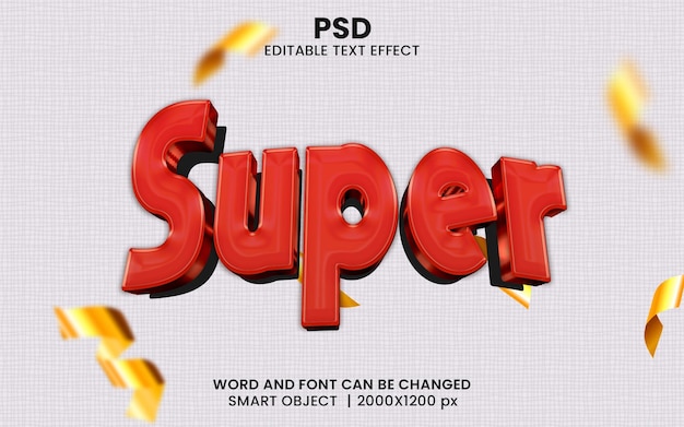 Efecto de texto 3D súper editable de PSD