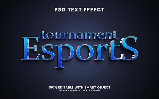 Efecto de texto 3d del torneo de esports