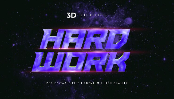 PSD efecto de texto 3d de trabajo duro