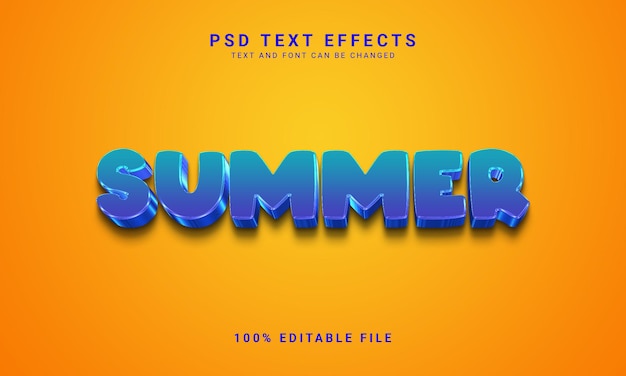 Efecto de texto 3D de verano creativo