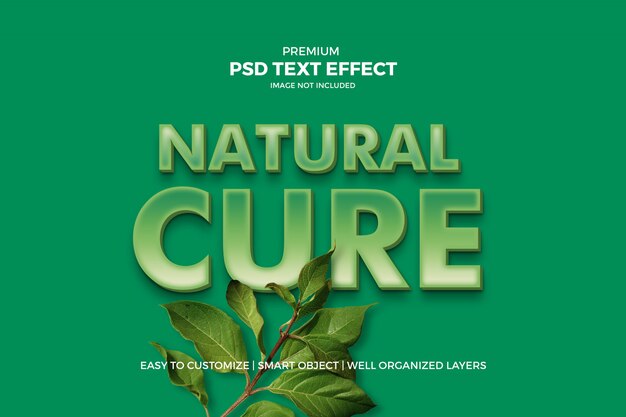 Efecto de texto 3d verde natural