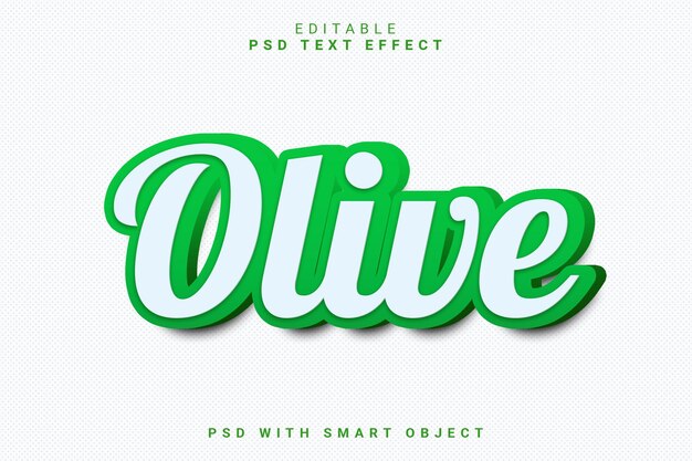 Efecto de texto 3d verde oliva