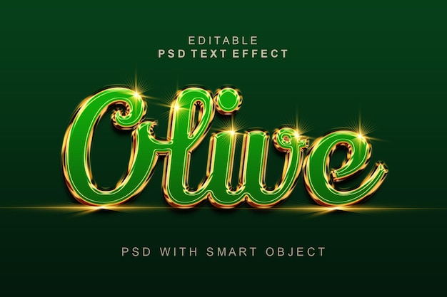 PSD efecto de texto 3d verde oliva