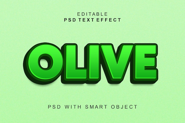 Efecto de texto 3d verde oliva