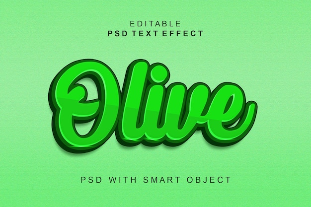 Efecto de texto 3d verde oliva