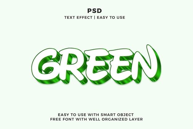 Efecto de texto 3D verde para PSD
