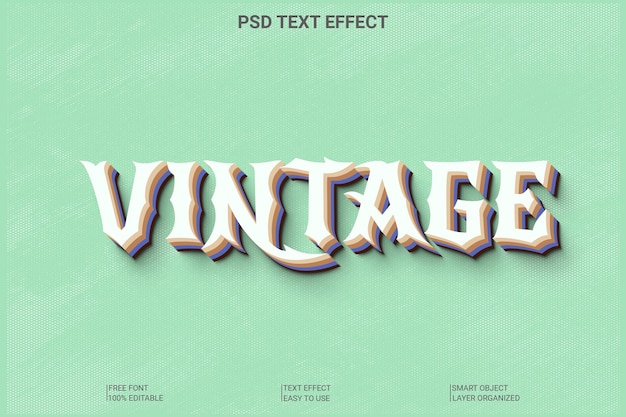 Efecto de texto 3D vintage editable