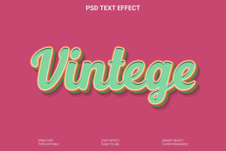 PSD efecto de texto 3d vintage editable