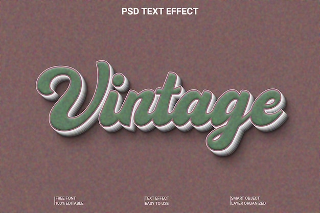 Efecto de texto 3D vintage editable