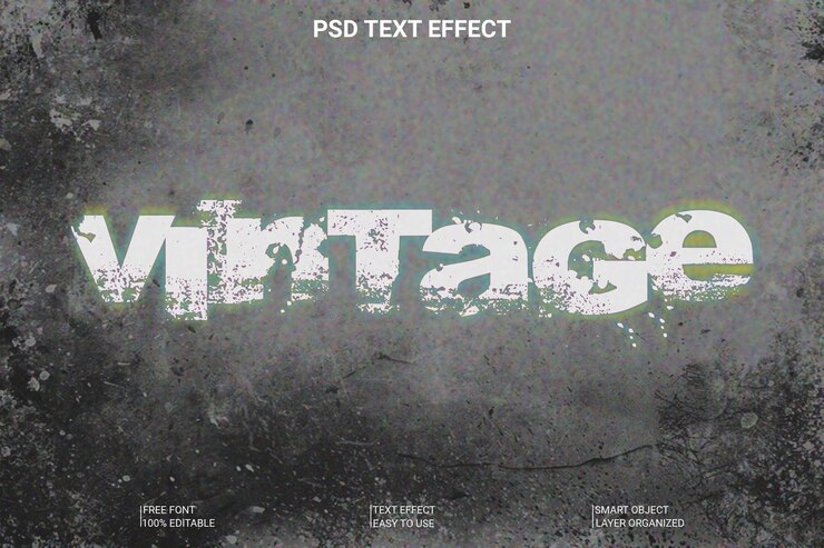 PSD efecto de texto 3d vintage editable