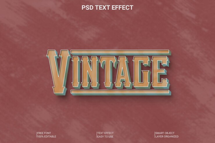 PSD efecto de texto 3d vintage editable