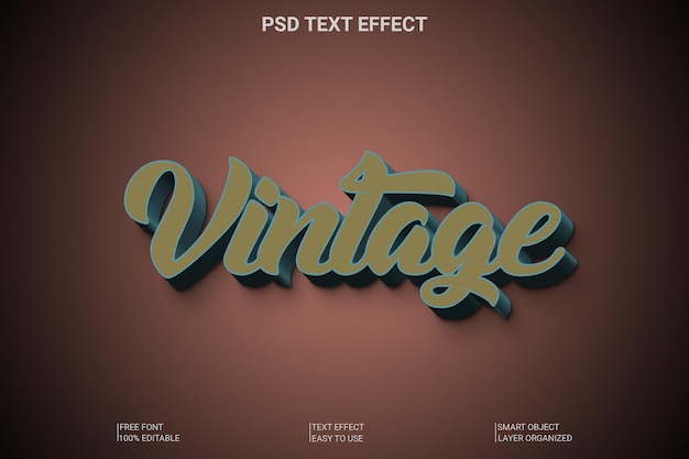 PSD efecto de texto 3d vintage psd