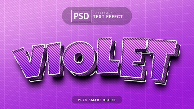 PSD efecto de texto 3d violeta editable